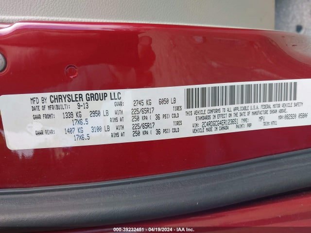 Dodge Grand Caravan Sxt 2014 2C4RDGCG4ER123651 Image 9