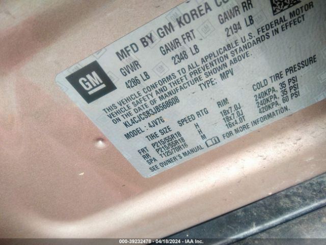 KL4CJCSB3JB568608 Buick Encore Essence