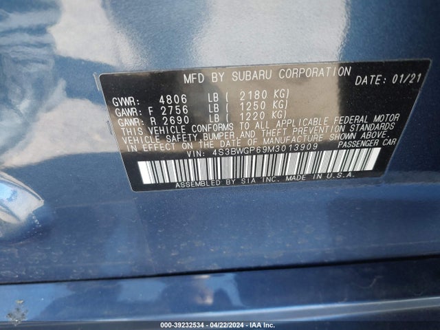 Subaru Legacy Touring Xt 2021 4S3BWGP69M3013909 Image 9