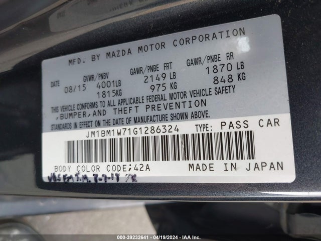Mazda Mazda3 I Touring 2016 JM1BM1W71G1286324 Image 9