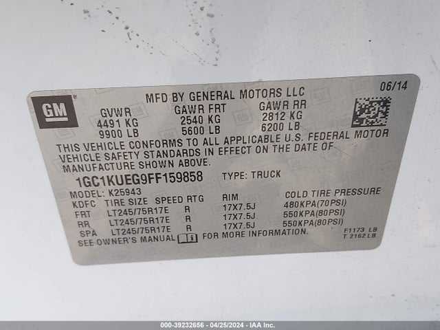 Chevrolet Silverado 2500hd Wt 2015 1GC1KUEG9FF159858 Image 9
