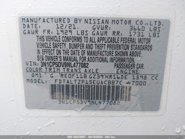Nissan Kicks Sr Xtronic Cvt 2022 3N1CP5DV9NL477082 Image 9