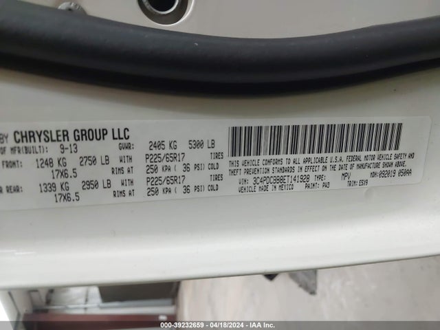 Dodge Journey Sxt 2014 3C4PDCBB8ET141928 Image 9