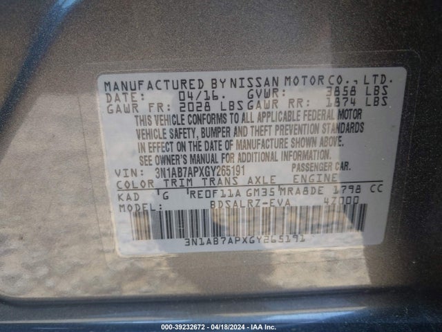 Nissan SENTRA SR 2016 3N1AB7APXGY265191 Image 9