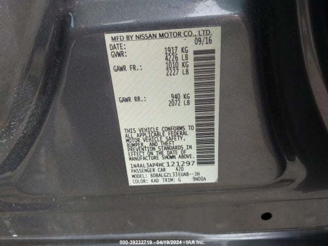 Nissan Altima 2.5 S 2017 1N4AL3AP4HC121297 Image 9