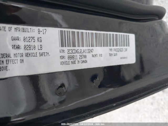 2C3CDXGJ2JH113247 Dodge Charger R/t Scat Pack Rwd