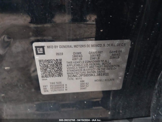 Chevrolet Trax Lt 2019 3GNCJPSB5KL381911 Image 9