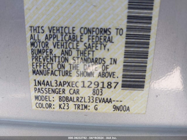 Nissan Altima 2.5 S 2014 1N4AL3APXEC129187 Image 9