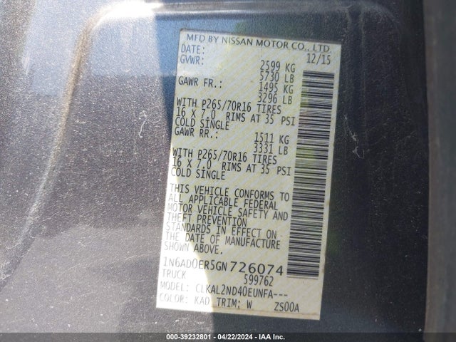 Nissan Frontier Sv 2016 1N6AD0ER5GN726074 Image 9