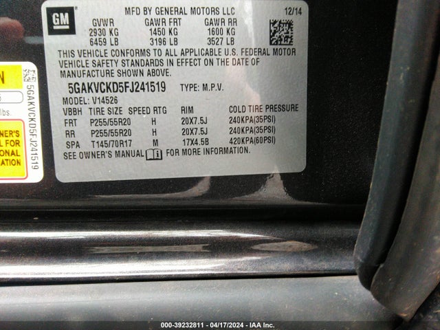 5GAKVCKD5FJ241519 Buick Enclave Premium