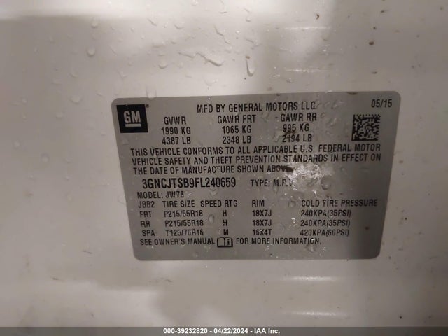 Chevrolet TRAX LTZ 2015 3GNCJTSB9FL240659 Image 9
