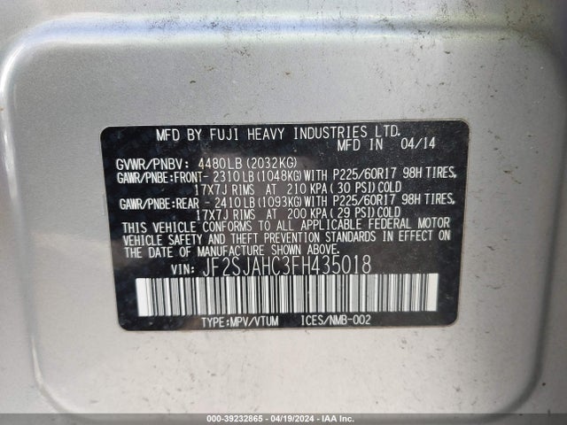 Subaru Forester 2.5i Limited 2015 JF2SJAHC3FH435018 Image 9