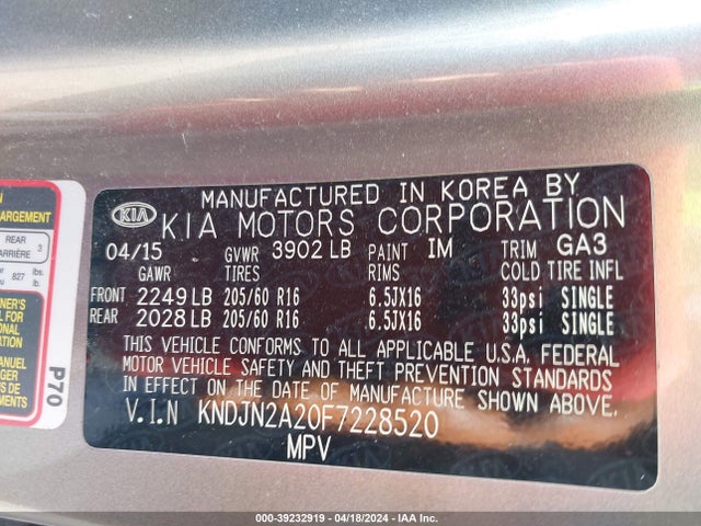 KIA Soul 2015 KNDJN2A20F7228520 Image 9