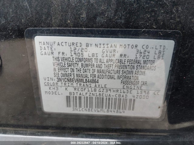 Nissan Versa Sv Xtronic Cvt 2021 3N1CN8EV6ML844864 Image 9