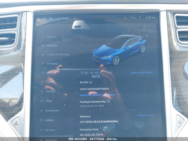 5YJSA1H10EFP36874 Tesla Model S 60 Kwh Battery/p85