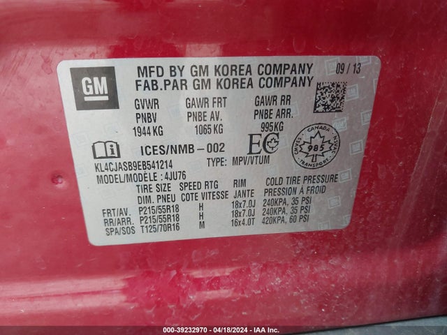 Buick Encore 2014 KL4CJASB9EB541214 Image 9