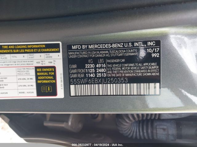 55SWF6EBXJU250353 Mercedes-Benz Amg C 43 4matic