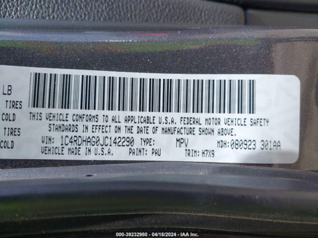 1C4RDHAG0JC142290 Dodge Durango Sxt Rwd