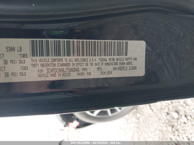 Dodge JOURNEY SE 2018 3C4PDCAB8JT506846 Image 9