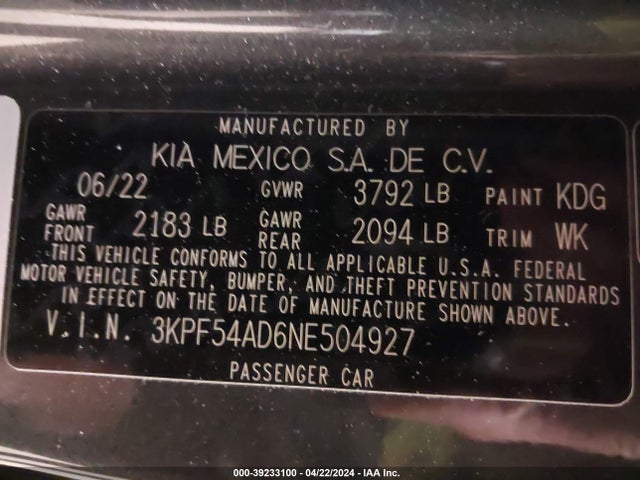 KIA Forte Gt-line 2022 3KPF54AD6NE504927 Image 9