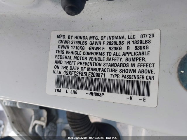 Honda Civic Sport 2020 19XFC2F85LE209871 Image 9