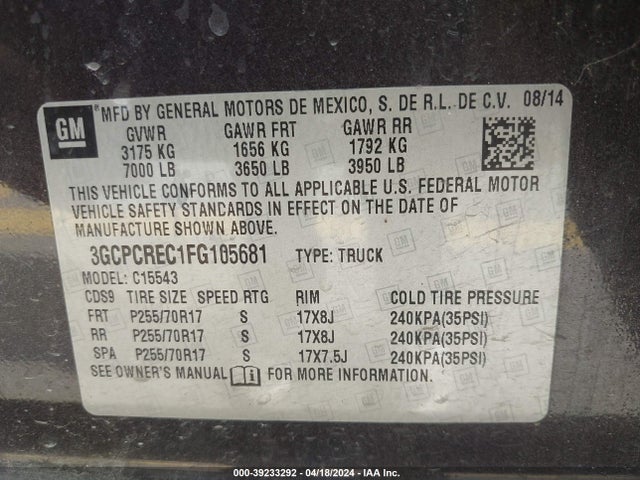 Chevrolet Silverado 1500 1lt 2015 3GCPCREC1FG105681 Image 9