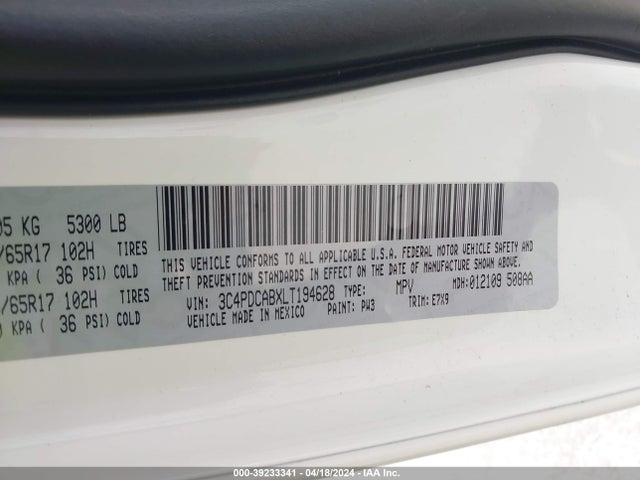 Dodge Journey Se Value 2020 3C4PDCABXLT194628 Image 9