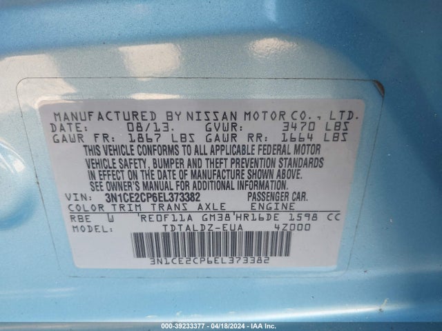 Nissan Versa Note Sv 2014 3N1CE2CP6EL373382 Image 9