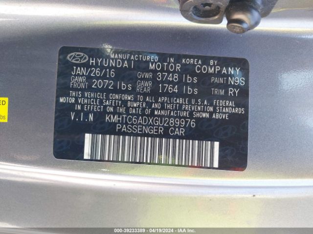 KMHTC6ADXGU289976 Hyundai Veloster