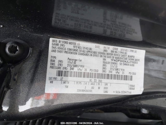 Ford FOCUS SEL 2018 1FADP3H24JL319203 Image 9