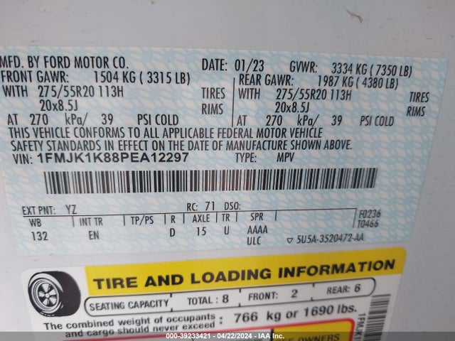 Ford Expedition Limited Max 2023 1FMJK1K88PEA12297 Image 9