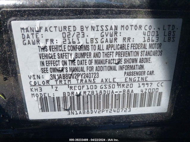 Nissan Sentra Sr Xtronic Cvt 2023 3N1AB8DV2PY240723 Image 9