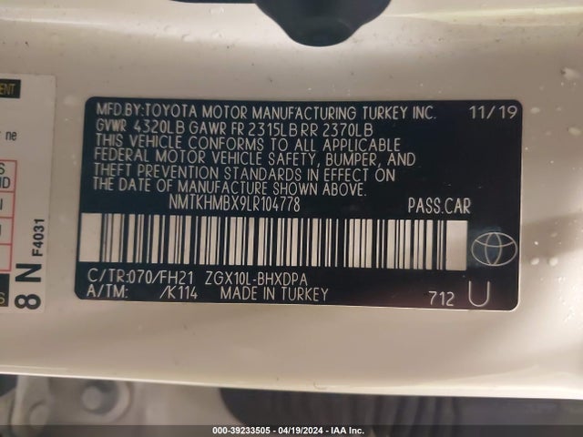 Toyota C-HR LE 2020 NMTKHMBX9LR104778 Image 9