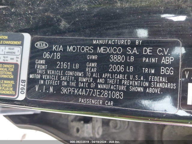 KIA FORTE LX 2018 3KPFK4A77JE281083 Image 9