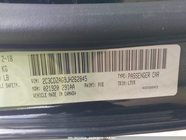 Dodge Challenger Sxt 2018 2C3CDZAG9JH262845 Image 9