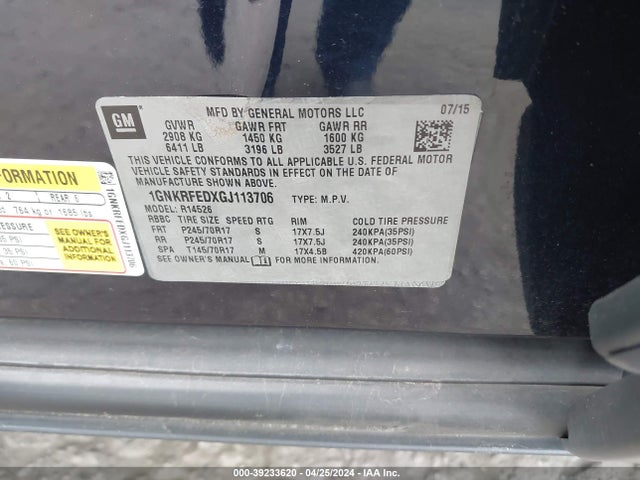 Chevrolet Traverse Ls 2016 1GNKRFEDXGJ113706 Image 9