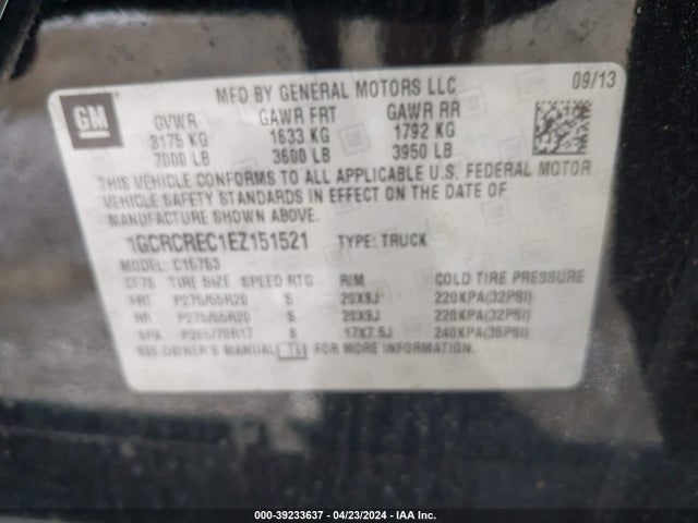 Chevrolet Silverado 1500 1lt 2014 1GCRCREC1EZ151521 Image 9