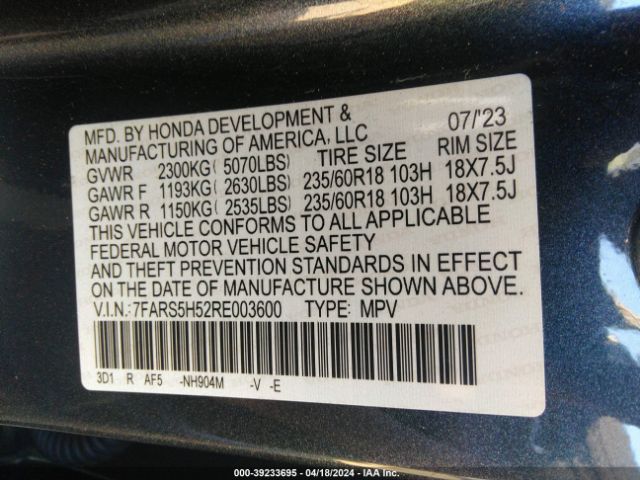 7FARS5H52RE003600 Honda Cr-v Hybrid Sport