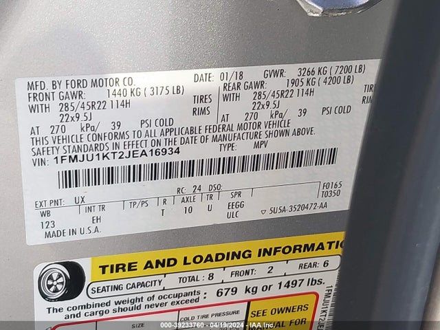 Ford Expedition Limited 2018 1FMJU1KT2JEA16934 Image 9