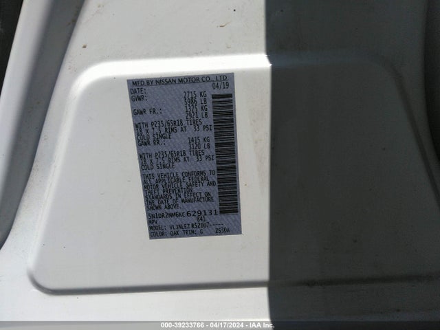 Nissan Pathfinder Sv 2019 5N1DR2MM6KC629131 Image 9