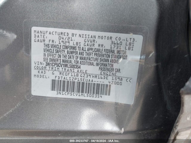 Nissan Kicks Sv Xtronic Cvt 2021 3N1CP5CV1ML500354 Image 9