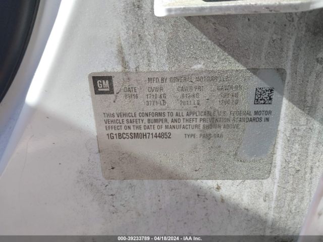 1G1BC5SM0H7144852 Chevrolet Cruze Ls Auto