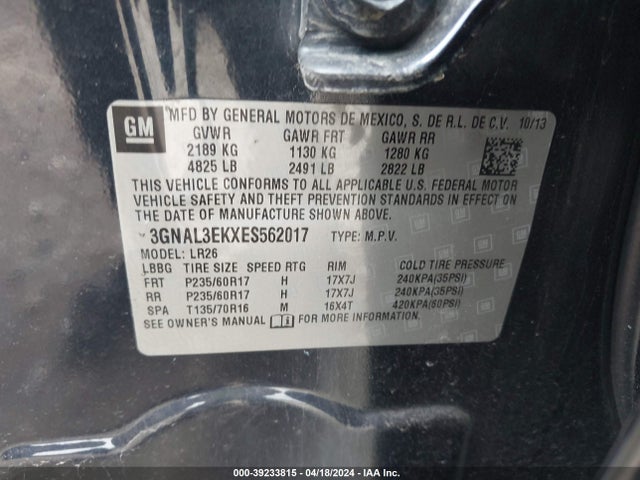 Chevrolet Captiva Sport Lt 2014 3GNAL3EKXES562017 Image 9