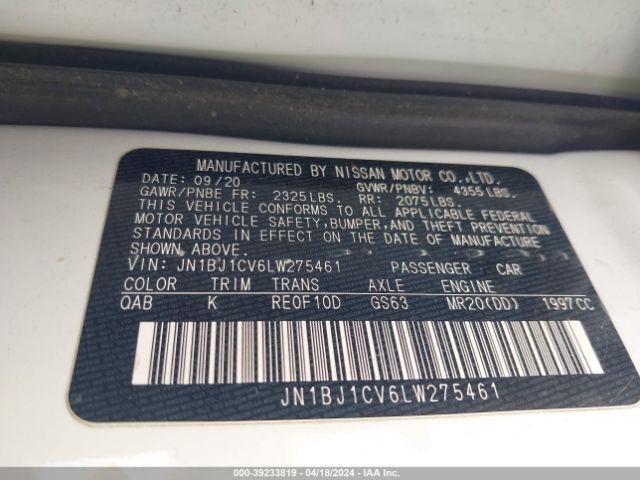 JN1BJ1CV6LW275461 Nissan Rogue Sport Sv Fwd Xtronic Cvt