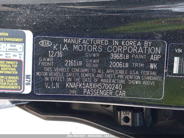 KIA FORTE LX 2017 KNAFK5A8XH5700240 Image 9