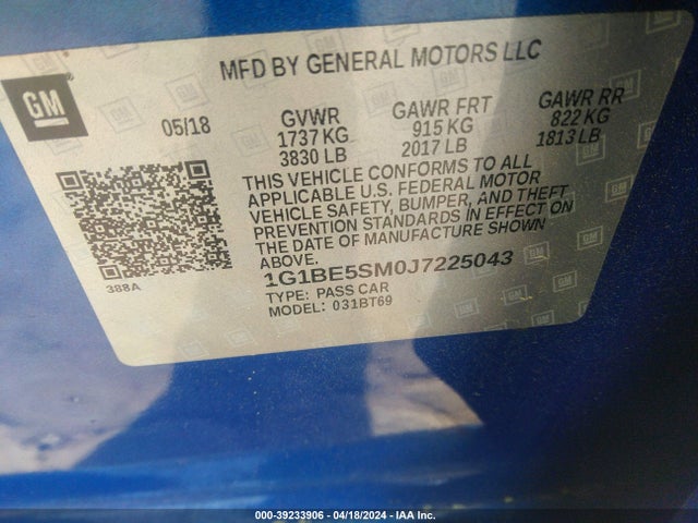 Chevrolet Cruze Lt Auto 2018 1G1BE5SM0J7225043 Image 9