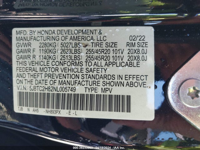 Acura Rdx A-spec Advance Package/pmc Edition 2022 5J8TC2H82NL005749 Image 9