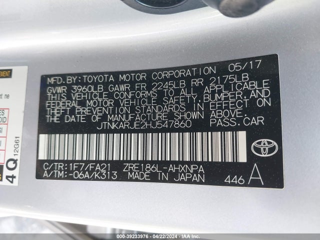 Toyota COROLLA IM 2017 JTNKARJE2HJ547860 Image 9