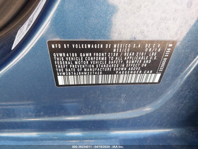 3VW2B7AJ8HM227428 Volkswagen Jetta 1.4t S