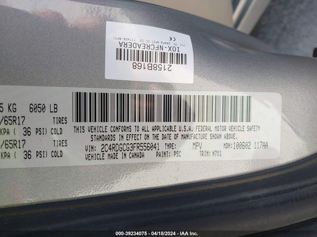 Dodge Grand Caravan Sxt 2015 2C4RDGCG3FR556041 Image 9